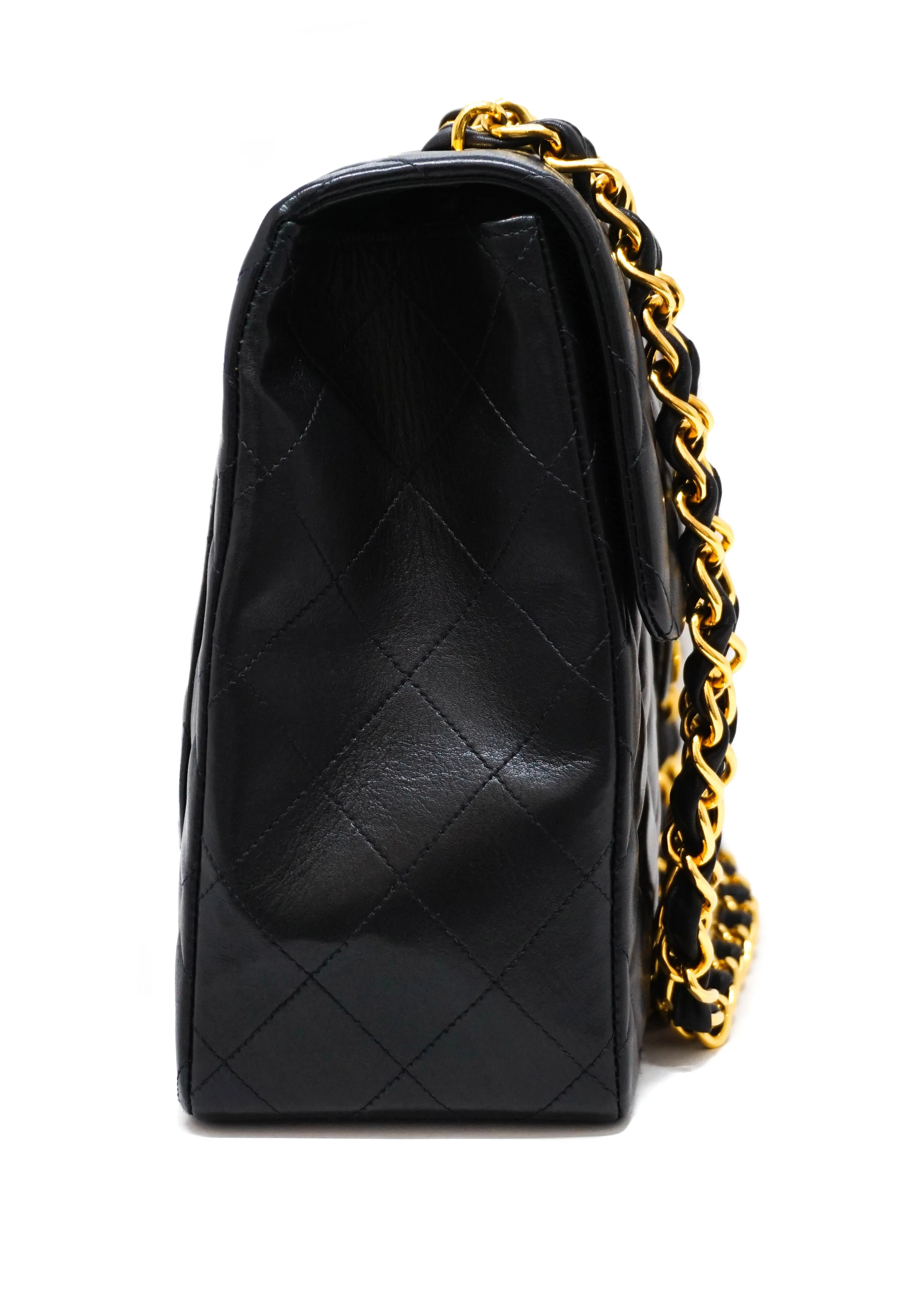 Chanel Vintage Black Lambskin Maxi Jumbo