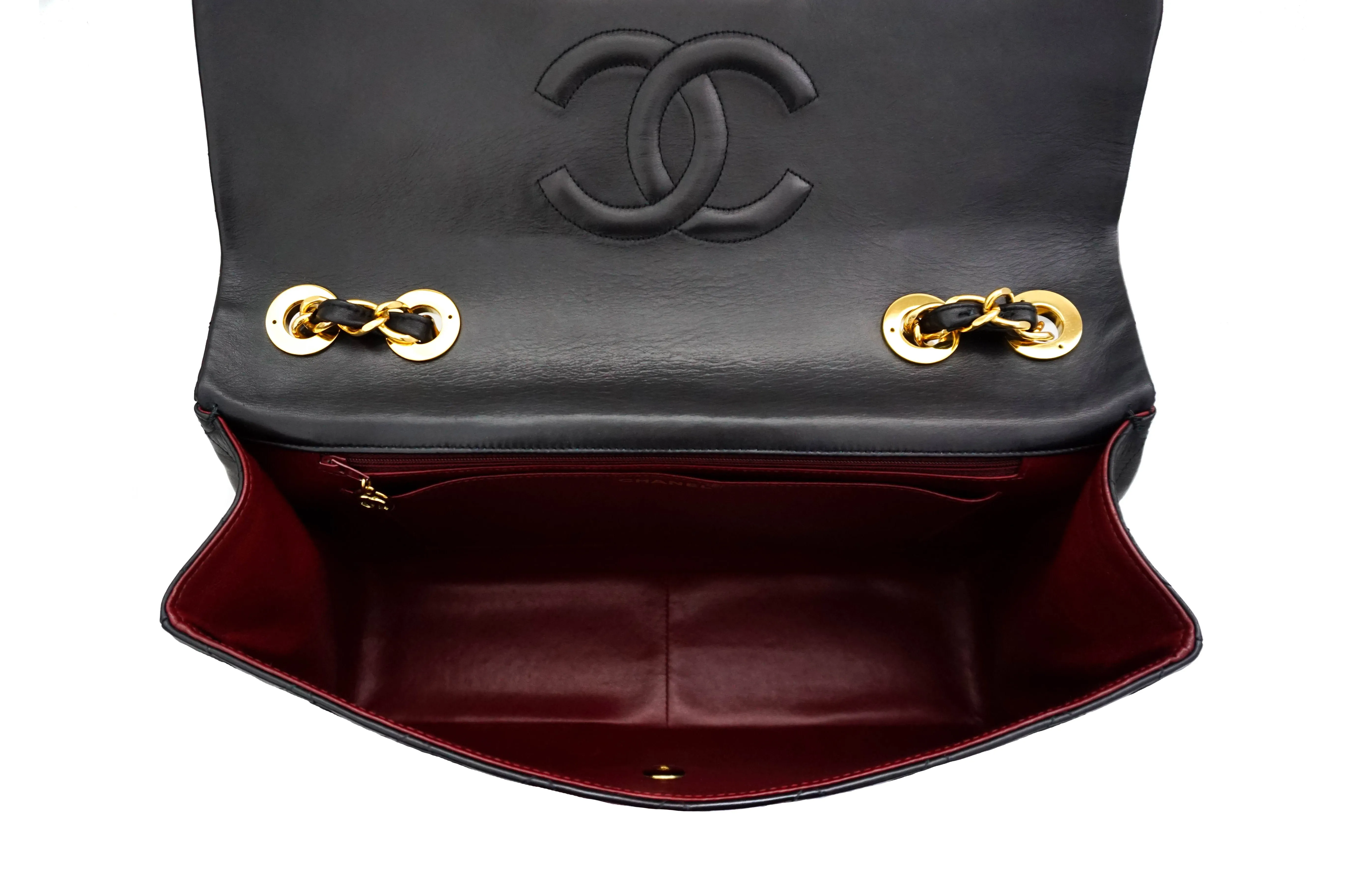 Chanel Vintage Black Lambskin Maxi Jumbo