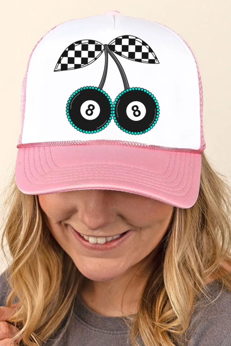 Checkered Cherries Foam Mesh Back Trucker Cap