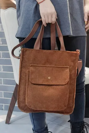 Chestnut Detachable Shoulder Strap Large Corduroy Bag
