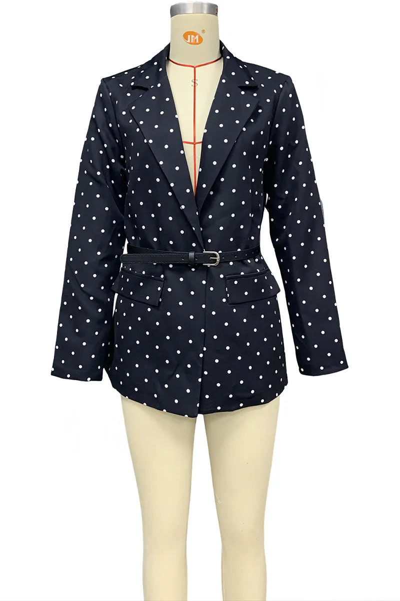 CK0445 Polka Dots Belted Blazer