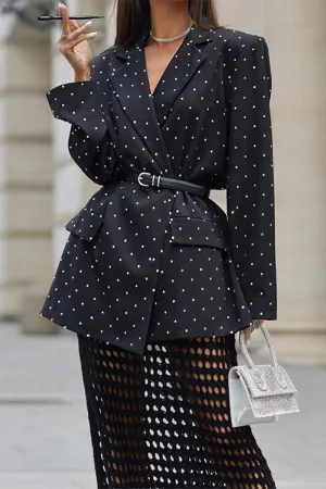 CK0445 Polka Dots Belted Blazer