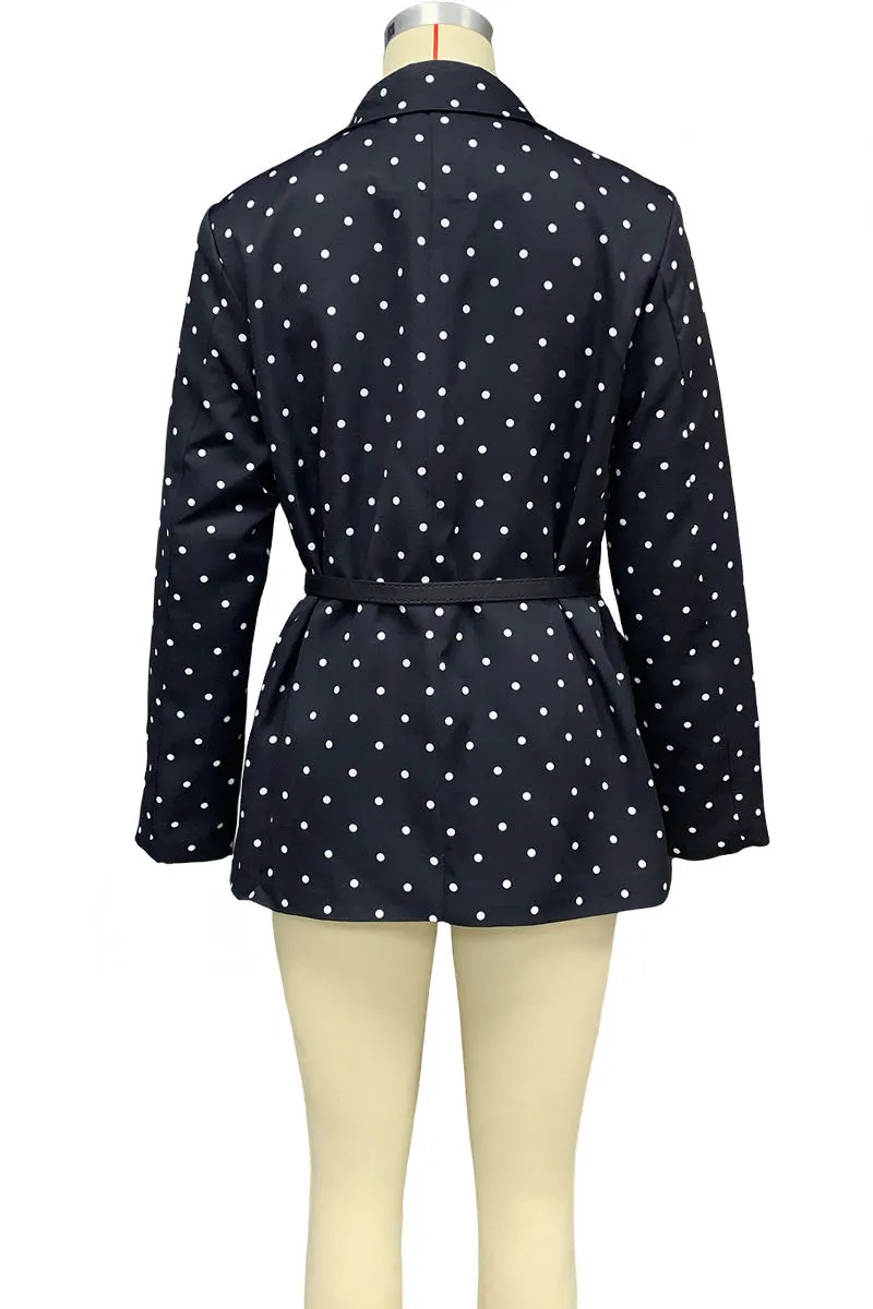 CK0445 Polka Dots Belted Blazer