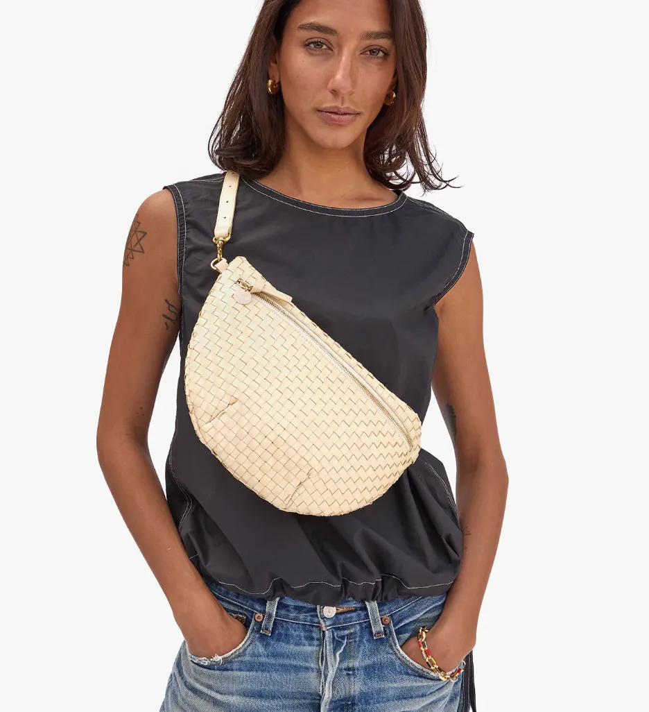 Clare V. - Grande Fanny Woven Leather Bag - Cream
