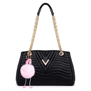 Classical Design Genuine Woman Black Leather flower Bags