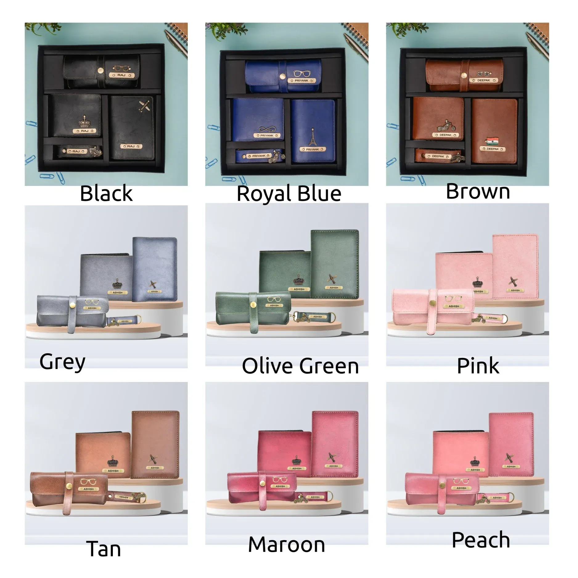 Classy Leather Customized All in One Men's Combo (4 pcs) - Pink
