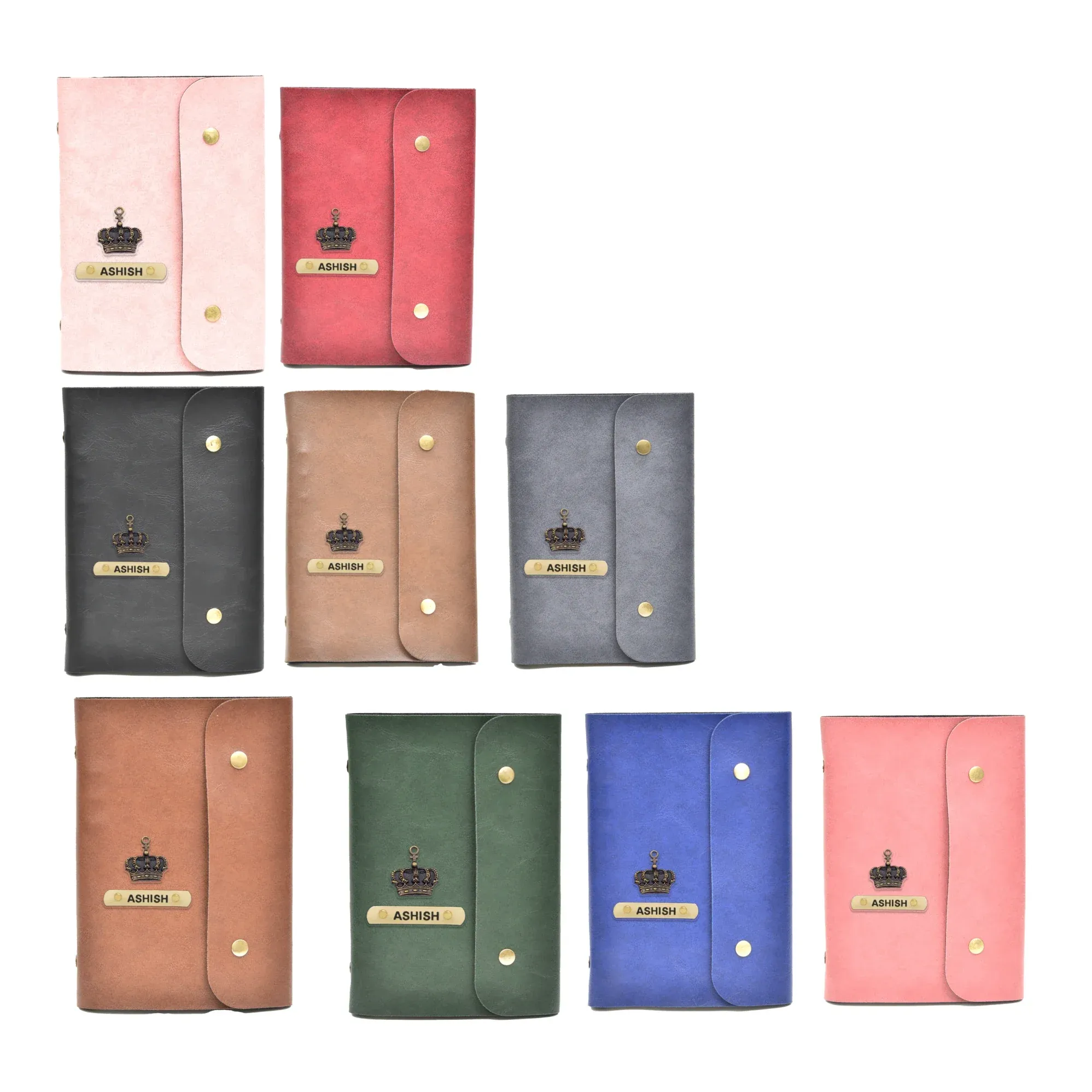 Classy Leather Customized Button Diary (Olive Green)