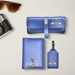 Classy Leather Customized  Frequent Traveller Combo (3 pcs) - Royal Blue