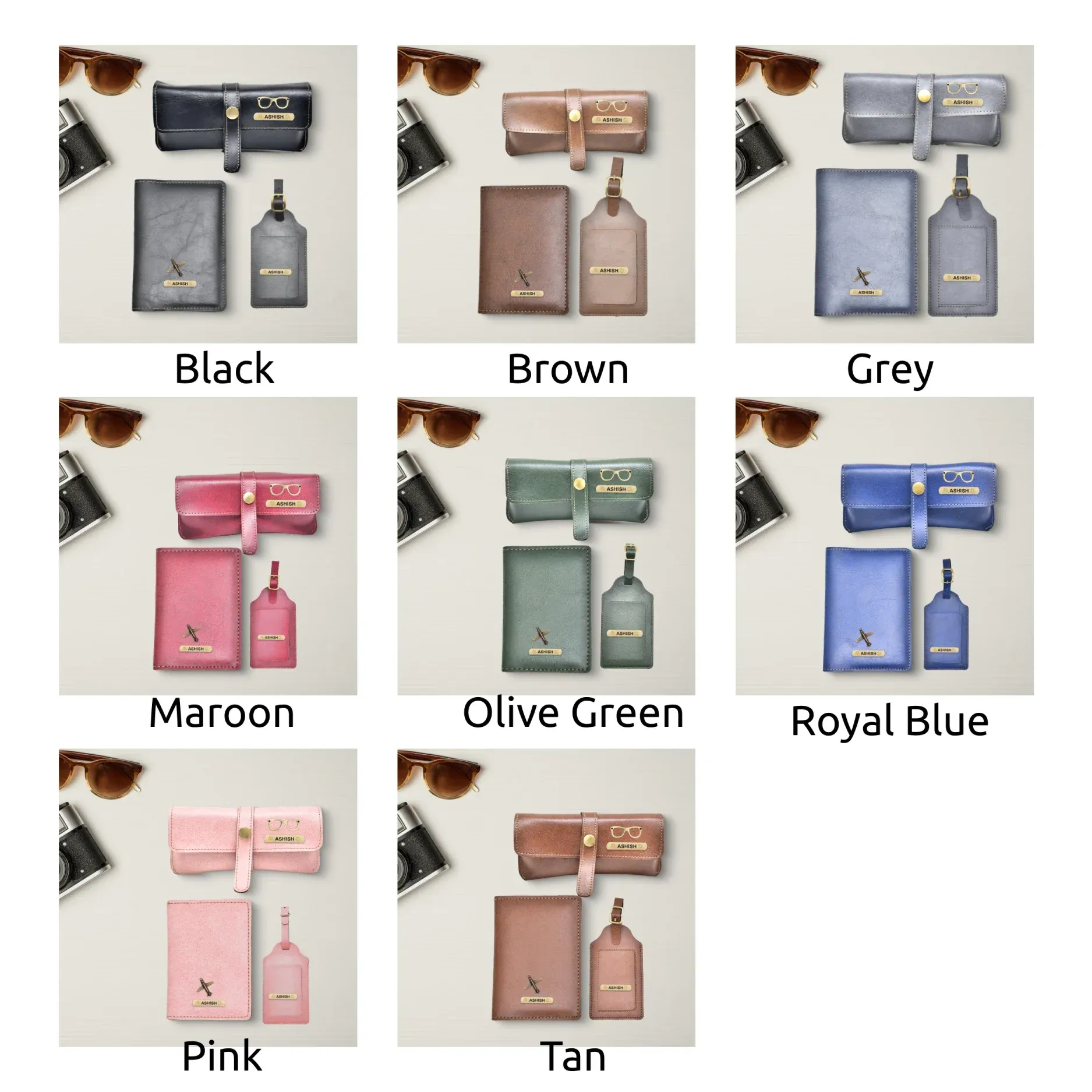 Classy Leather Customized  Frequent Traveller Combo (3 pcs) - Tan