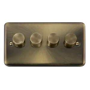 Click Deco Plus DPAB164 4-Gang 2-Way 100W LED Dimmer Switch - Antique Brass