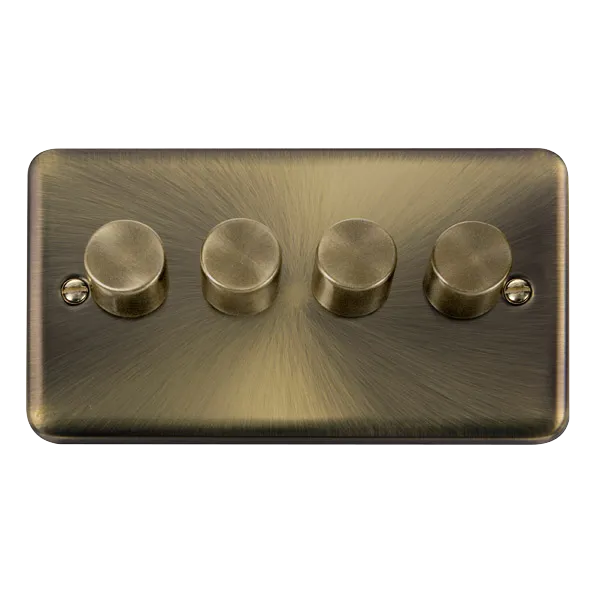 Click Deco Plus DPAB164 4-Gang 2-Way 100W LED Dimmer Switch - Antique Brass