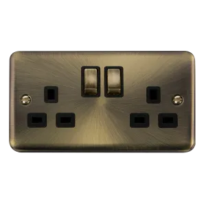 Click Deco Plus DPAB536BK 13A Ingot 2G DP Switched Socket - Antique Brass (Black)