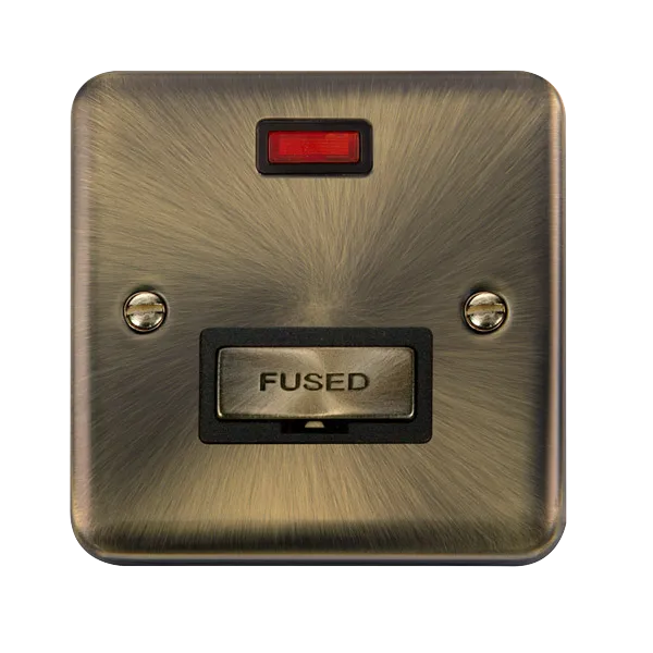 Click Deco Plus DPAB753BK 13A Ingot Fused Spur   Neon - Antique Brass (Black)