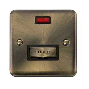 Click Deco Plus DPAB753BK 13A Ingot Fused Spur   Neon - Antique Brass (Black)
