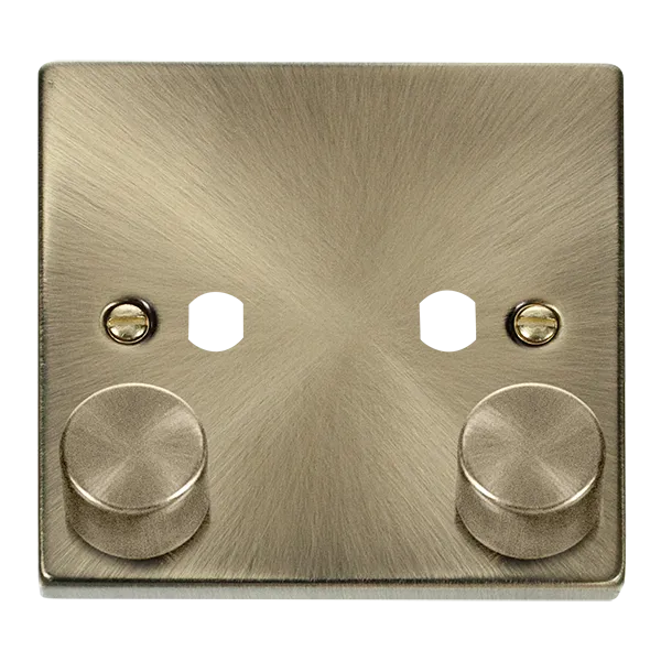 Click Deco VPAB152PL Victorian 2G Unfurnished Dimmer Plate & Knobs (800W Max) - Antique Brass