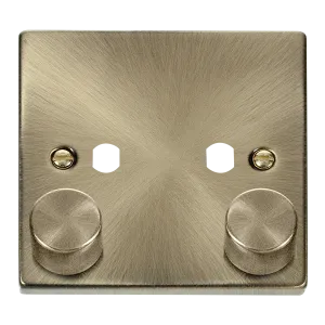 Click Deco VPAB152PL Victorian 2G Unfurnished Dimmer Plate & Knobs (800W Max) - Antique Brass