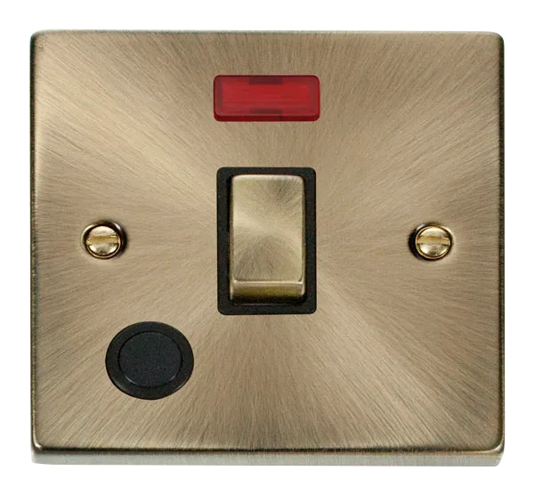 Click Deco VPAB523BK Victorian 20A Ingot DP Switch   Neon   Flex Outlet - Antique Brass (Black)