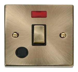Click Deco VPAB523BK Victorian 20A Ingot DP Switch   Neon   Flex Outlet - Antique Brass (Black)