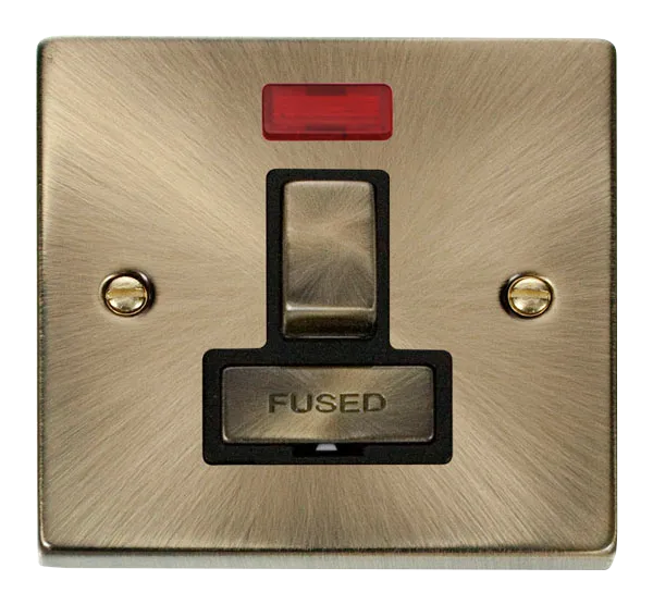 Click Deco VPAB752BK Victorian 13A Ingot DP Switched Fused Spur   Neon - Antique Brass (Black)