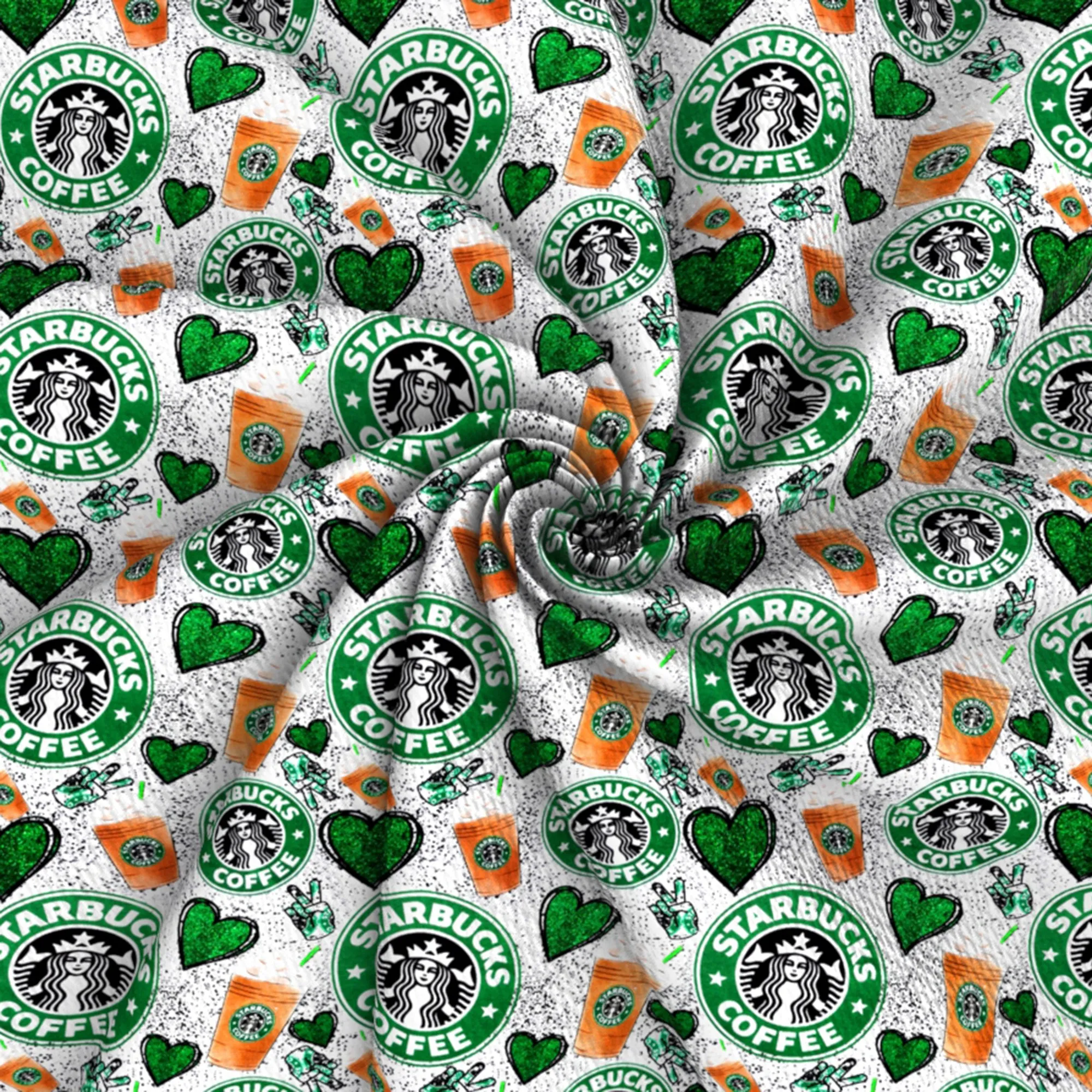 coffee heart love printed fabric