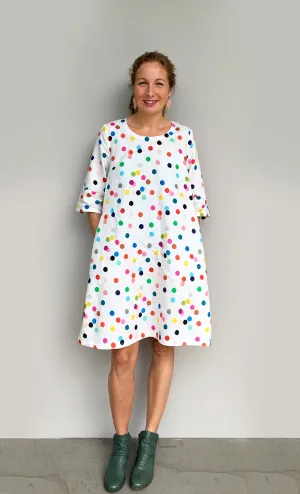 Confetti 100% linen dress with tie (white)