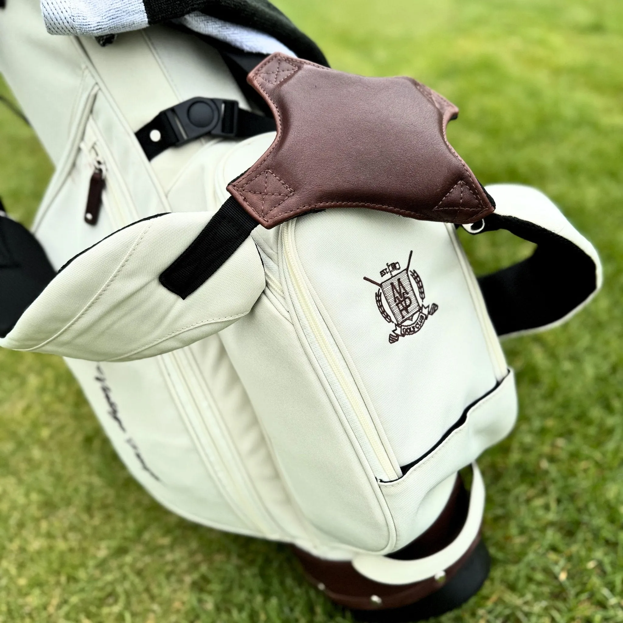 Cream Canvas / Leather Golf Bag - Stand