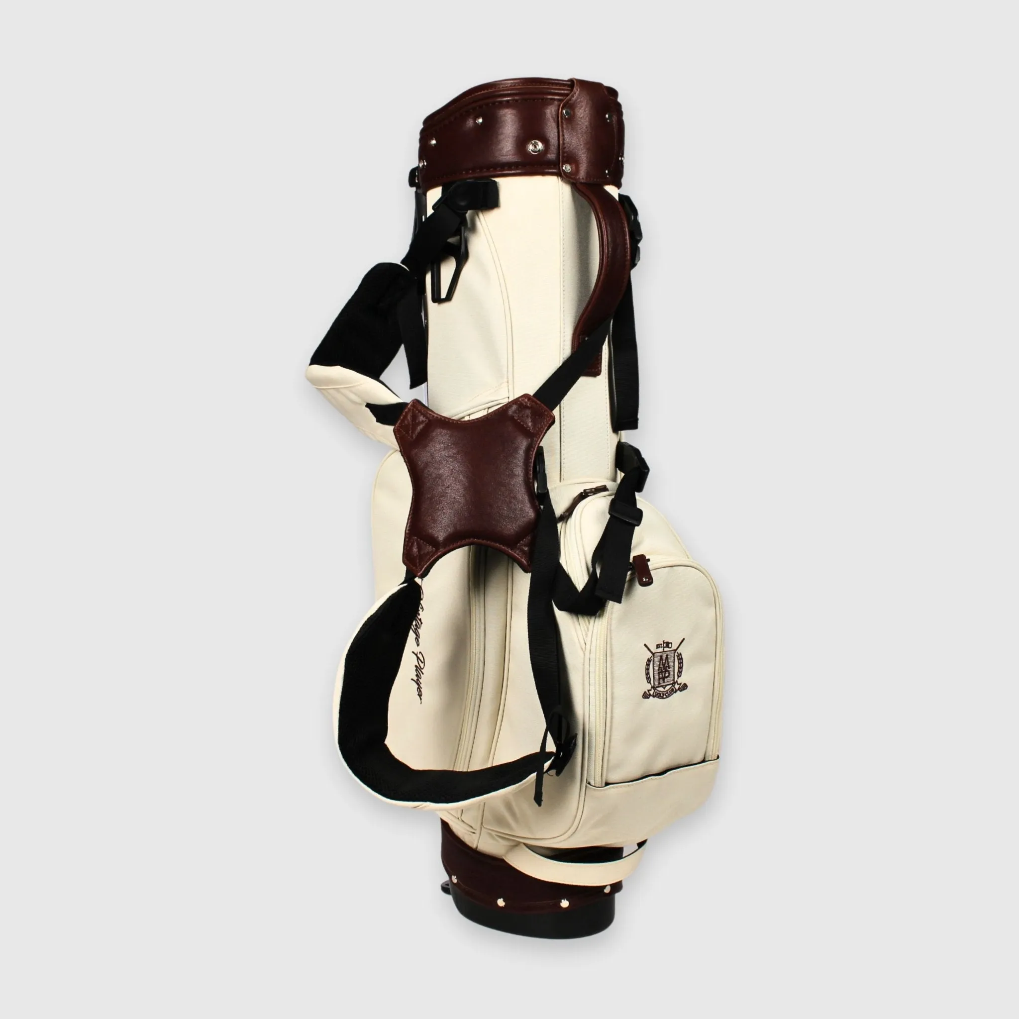 Cream Canvas / Leather Golf Bag - Stand