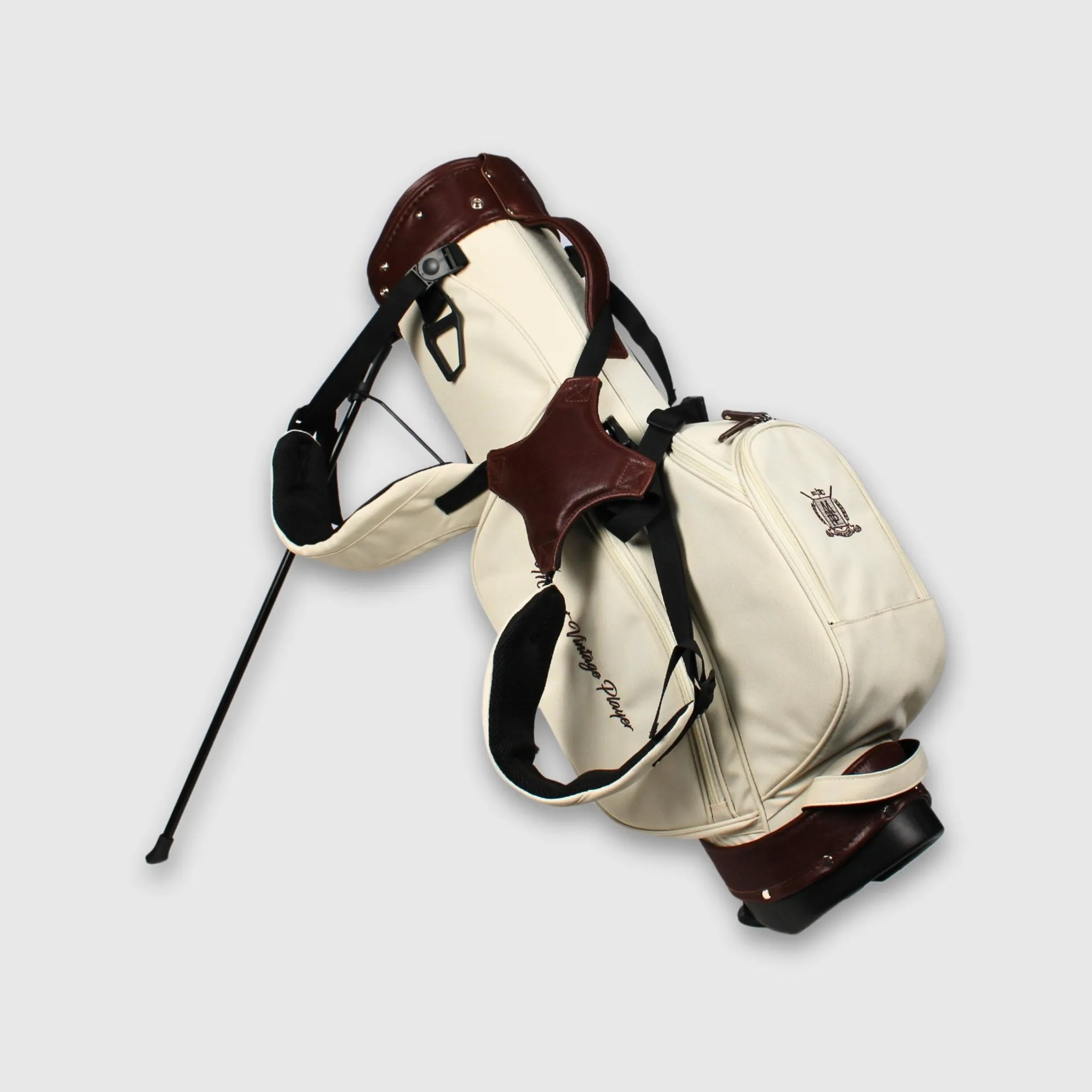 Cream Canvas / Leather Golf Bag - Stand