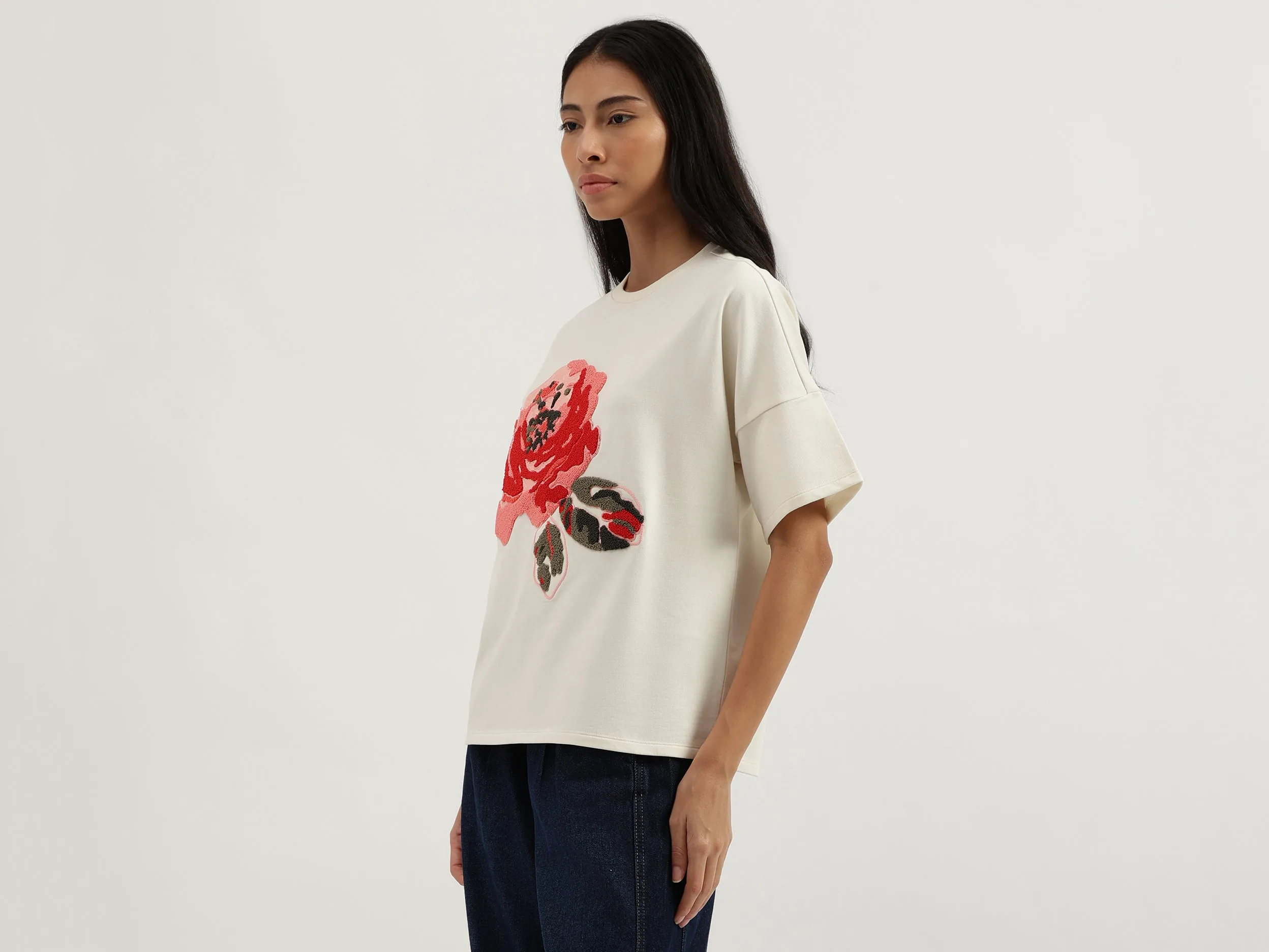 Crew Neck Floral T Shirt