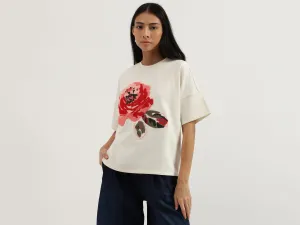 Crew Neck Floral T Shirt