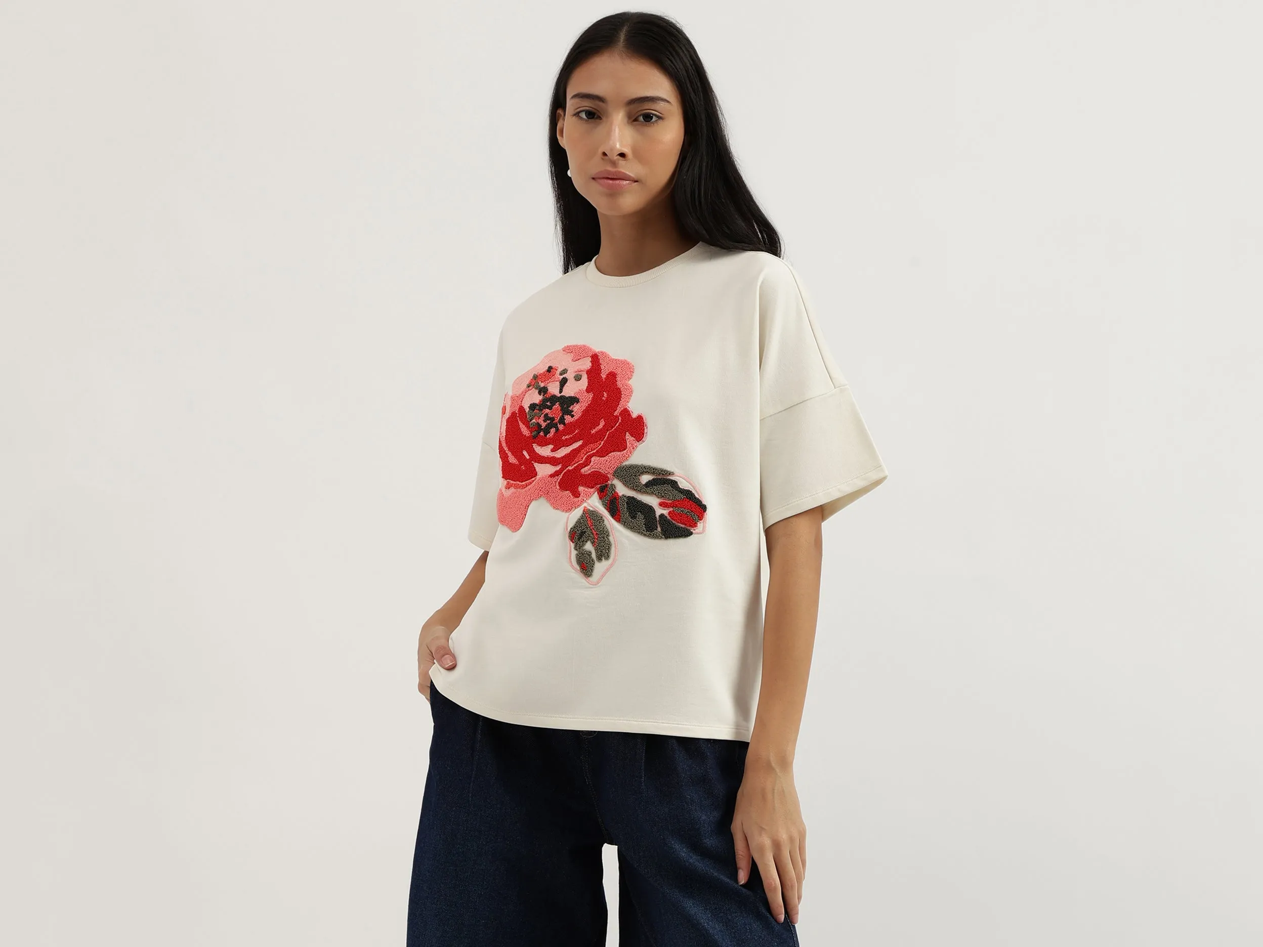 Crew Neck Floral T Shirt