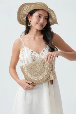 Crochet Gold Accents Shoulder Bag
