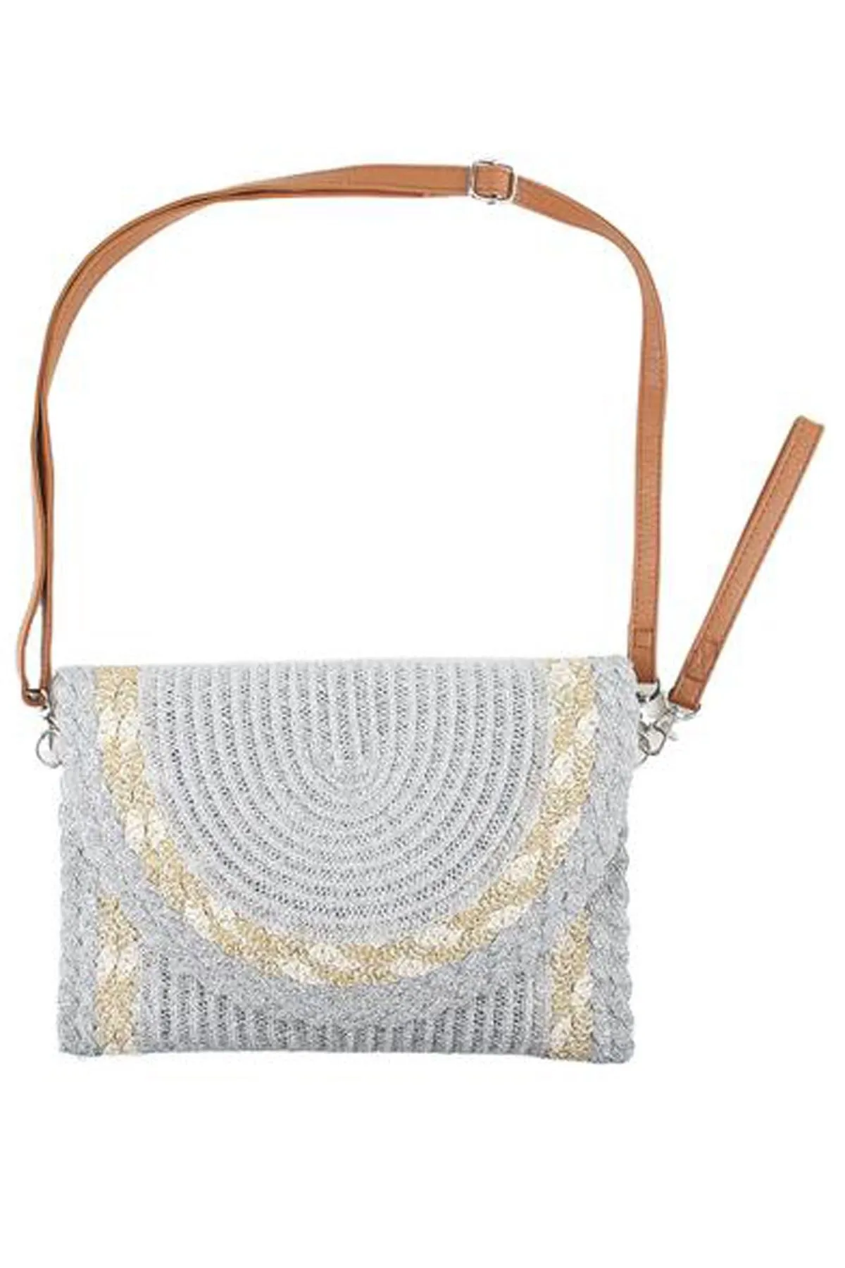 Crochet Gold Accents Shoulder Bag