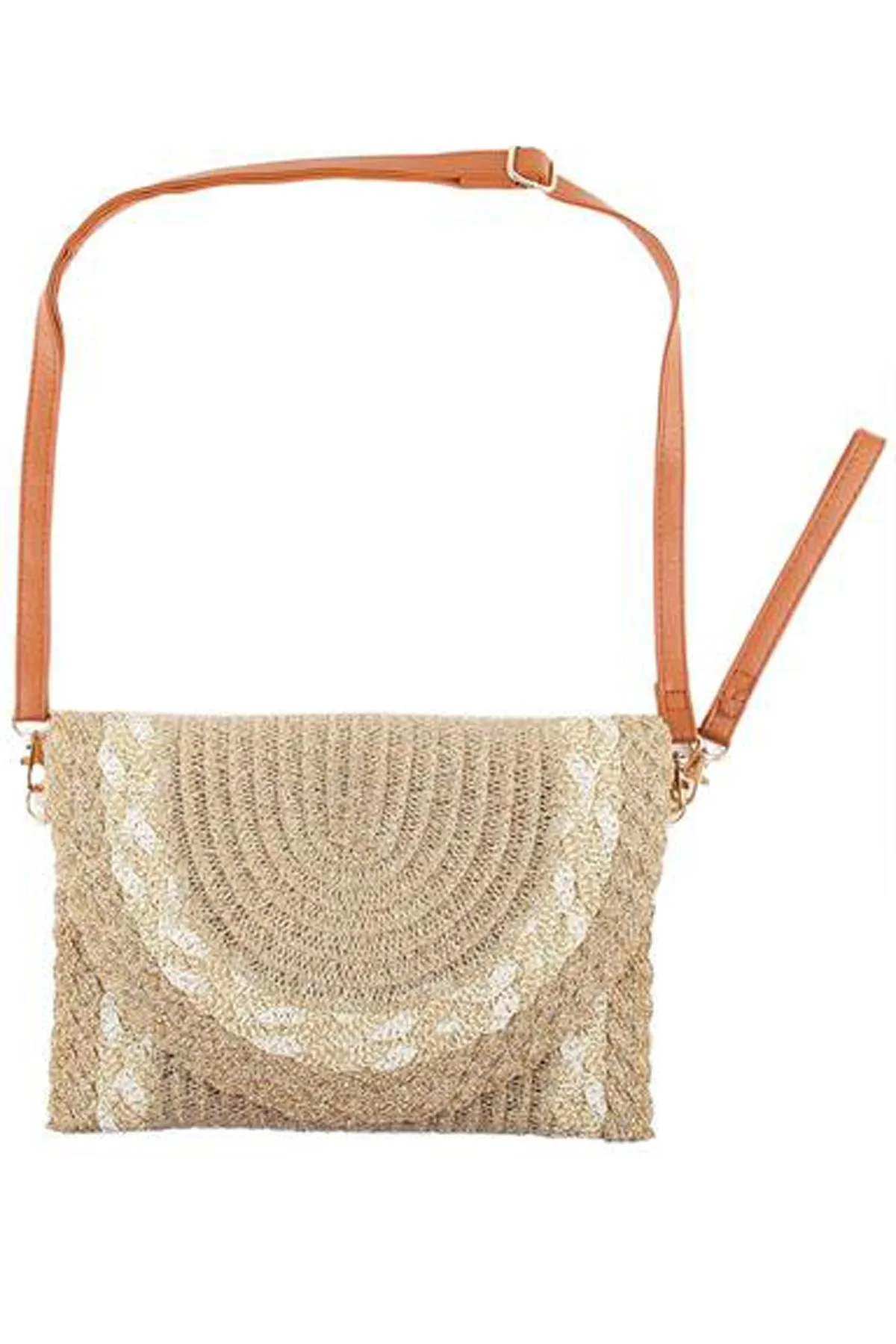 Crochet Gold Accents Shoulder Bag