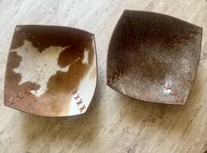 Cross Stitched Large Cowhide Bowl