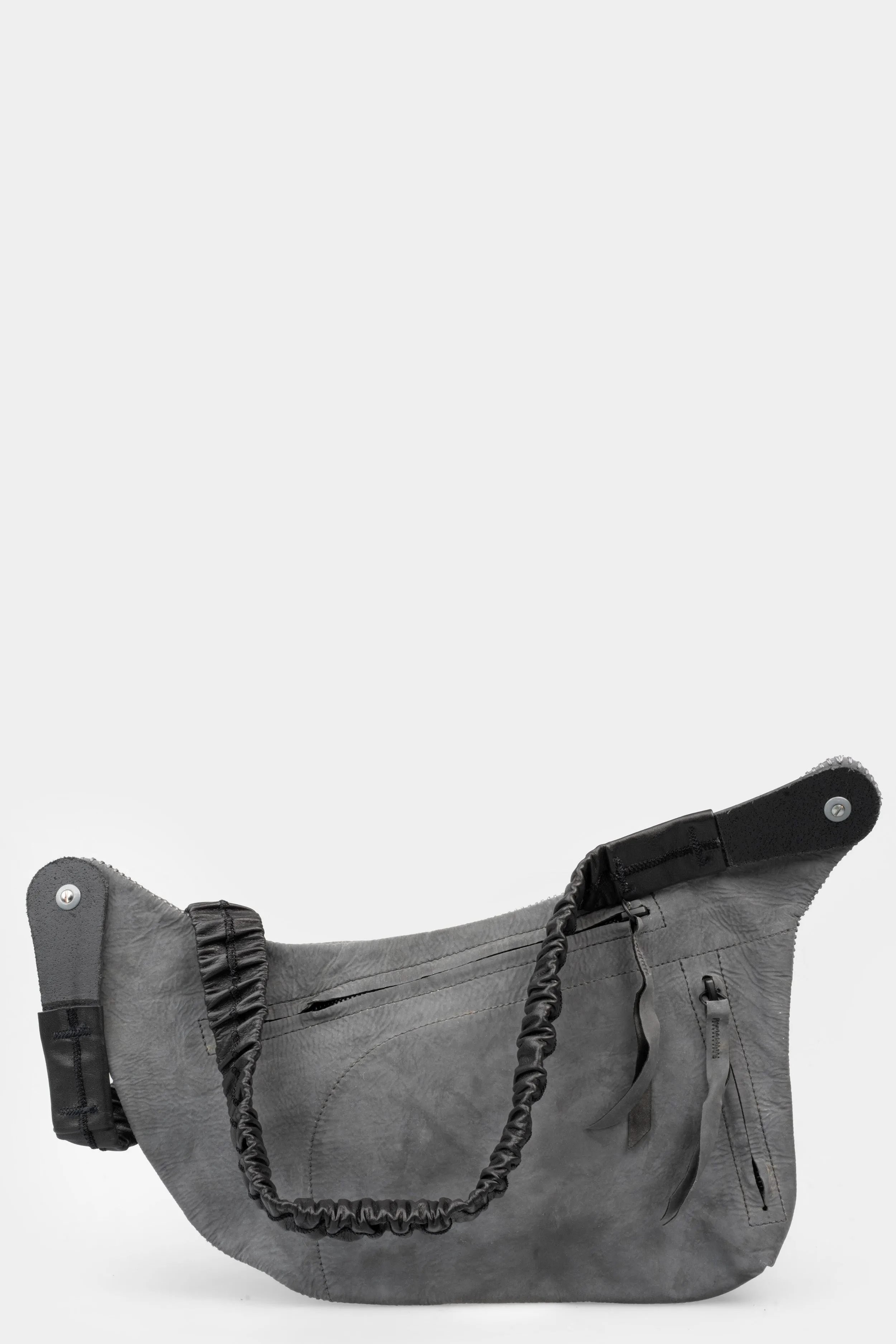 Crossbody leather bag, Grey reflective