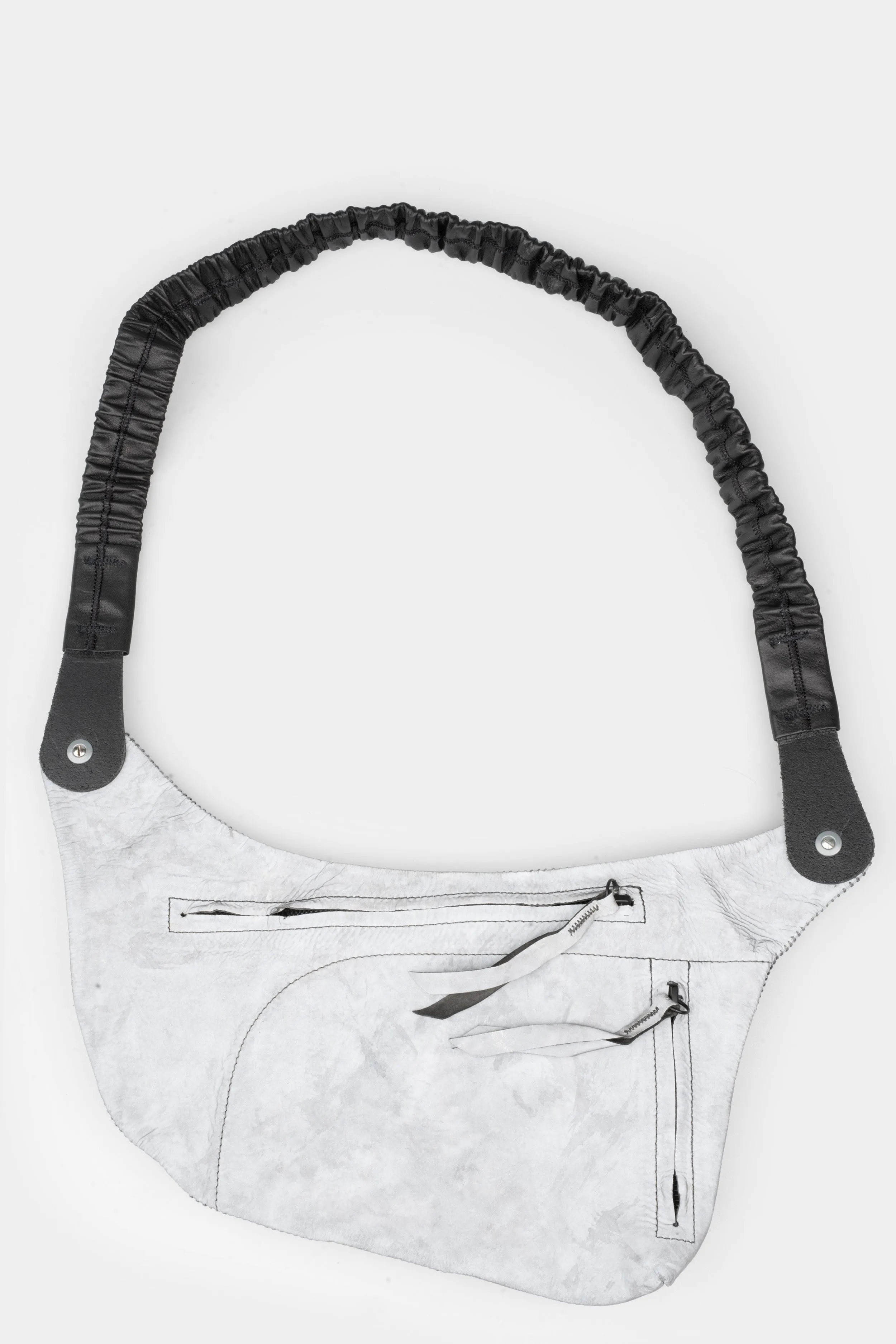 Crossbody leather bag, Grey reflective
