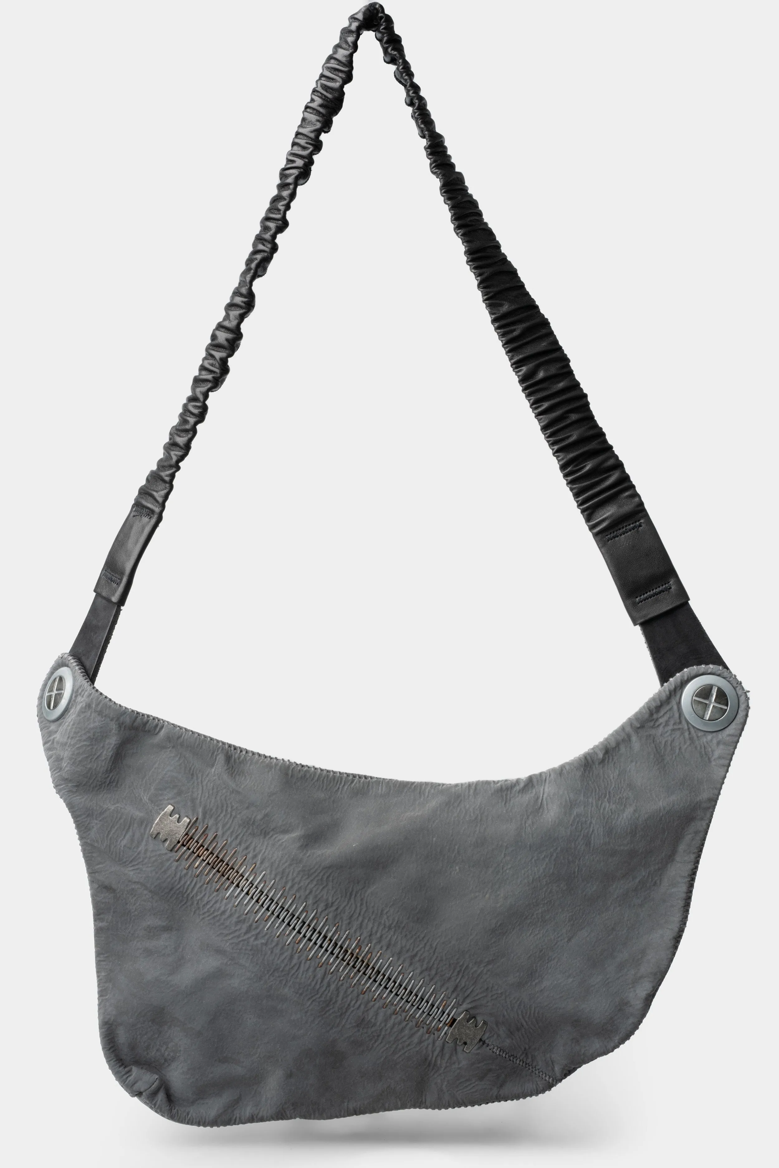 Crossbody leather bag, Grey reflective