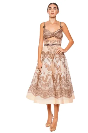 Crush Twist Front Organza Midi Dress