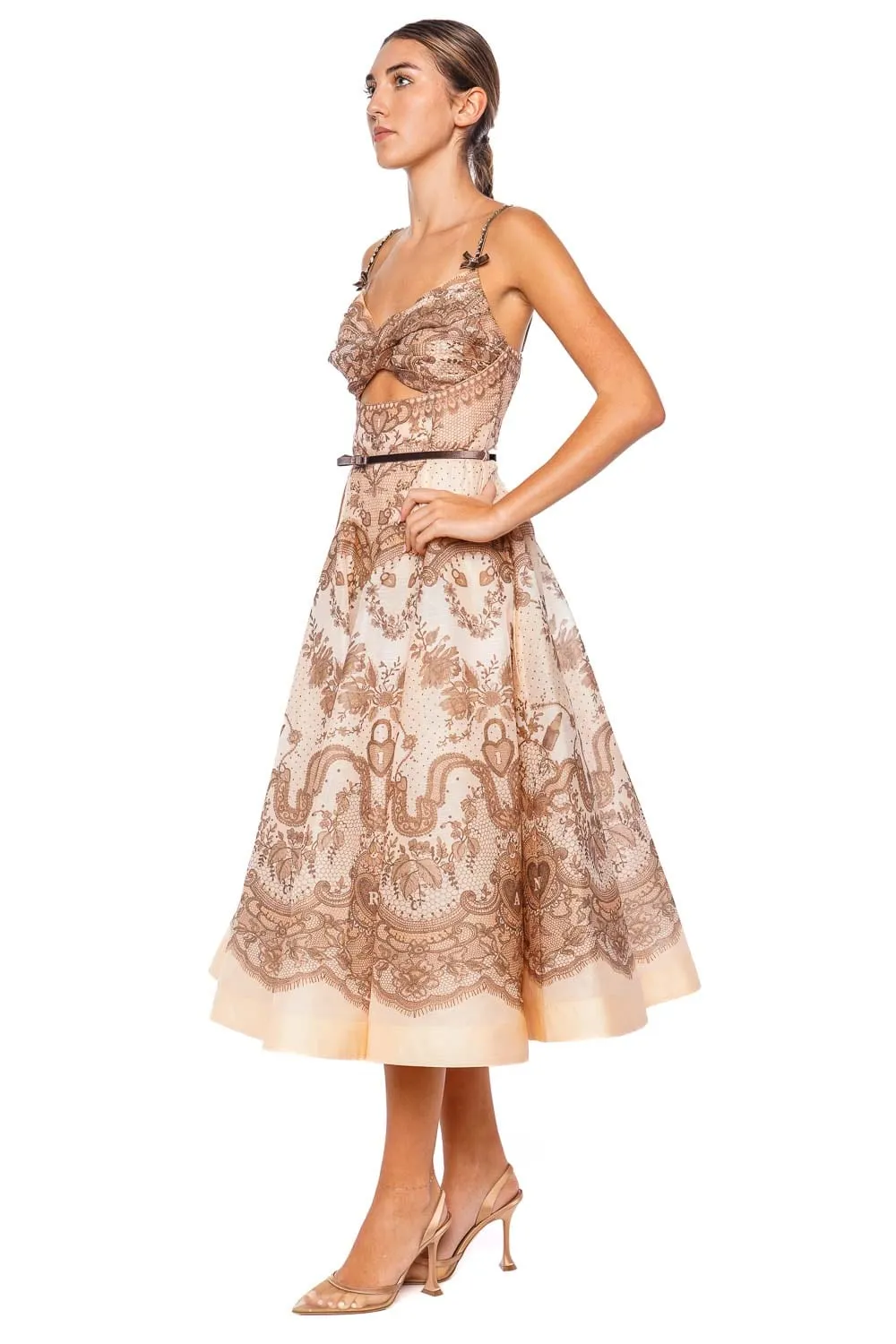 Crush Twist Front Organza Midi Dress