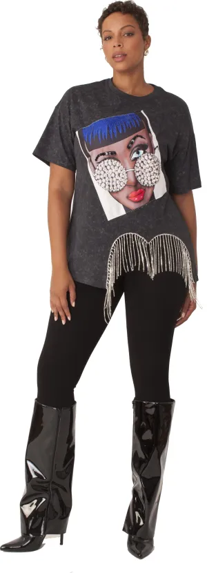 Crystal Fringe Graphic T-Shirt -82529