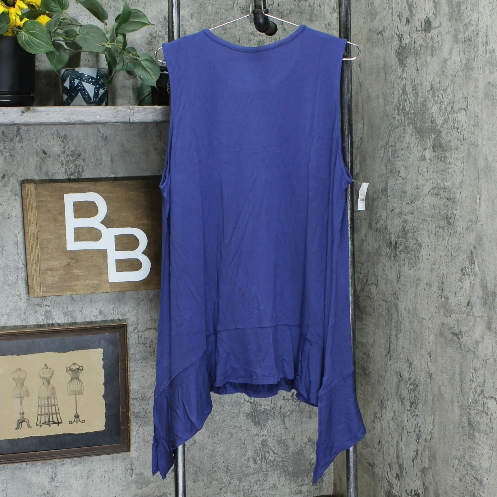 Cuddl Duds Plus Size Softwear Stretch Handkerchief Hem Ruffle Tank Top