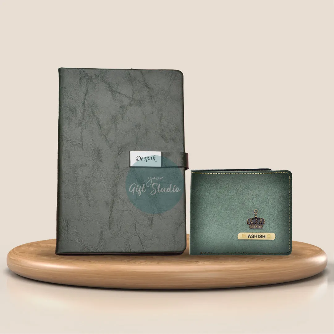 Customized Men's Wallet and Diary Combo - Black
