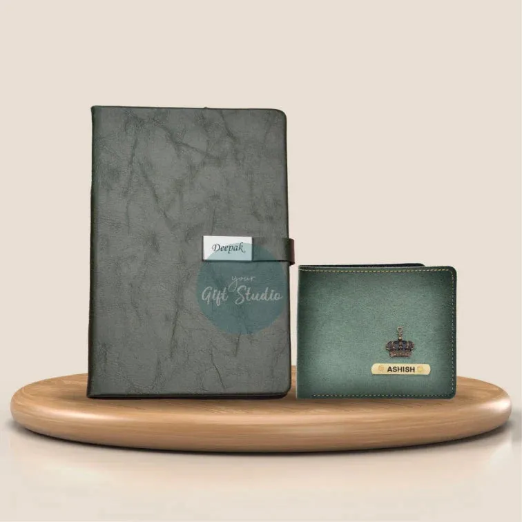 Customized Men's Wallet and Diary Combo - Black