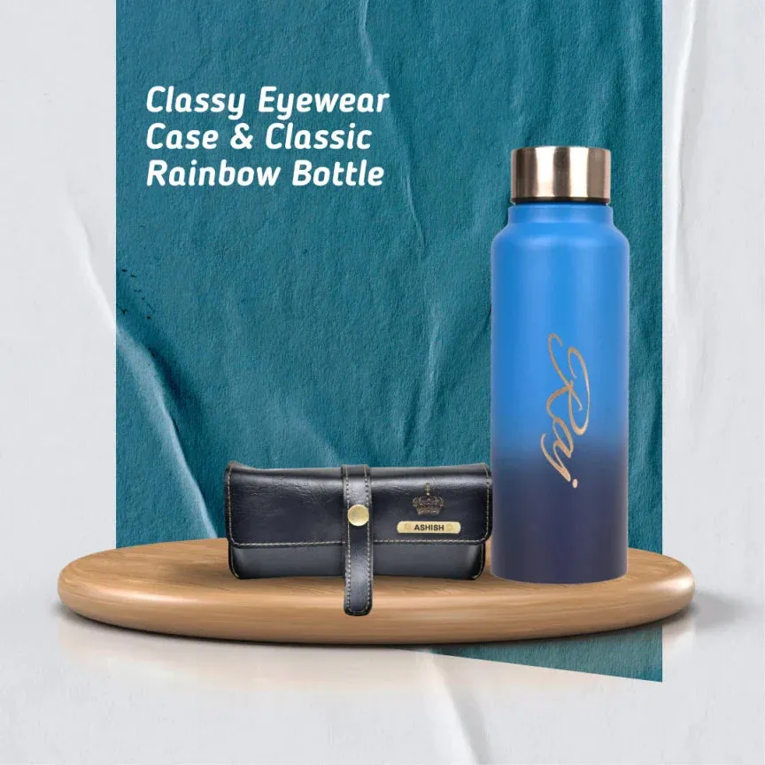 Customized Perfect Classy Leather Eyewear Case Combo - Black