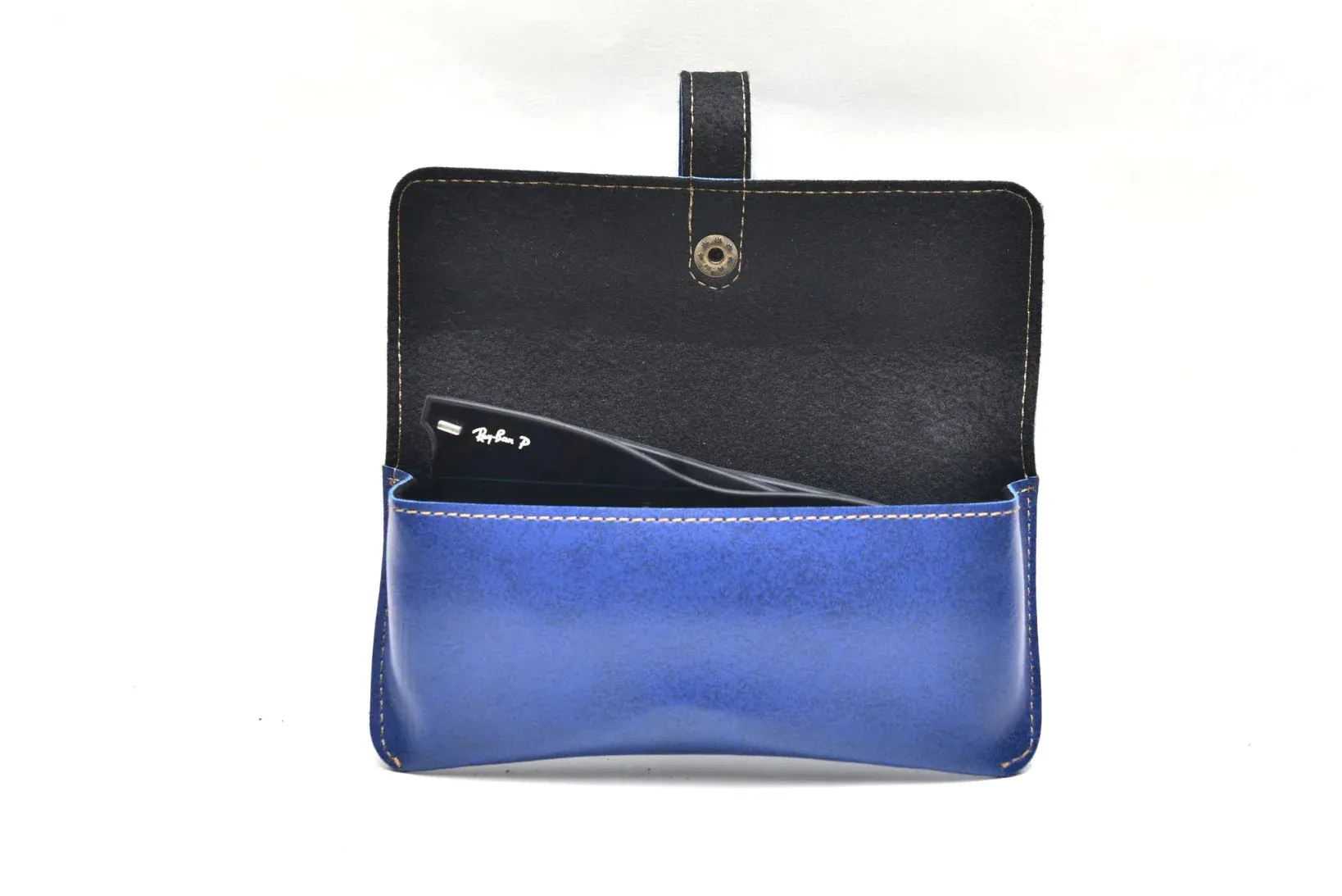 Customized Perfect Classy Leather Eyewear Case Combo - Blue