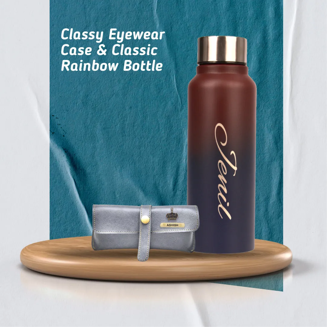 Customized Perfect Classy Leather Eyewear Case - Grey