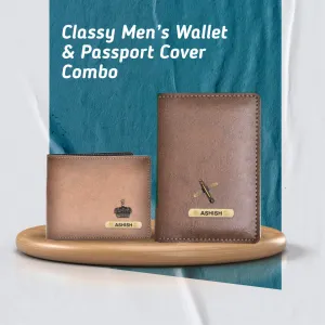 Customized with Name and Charm Men's 2 Pcs Travel Combo - Brown
