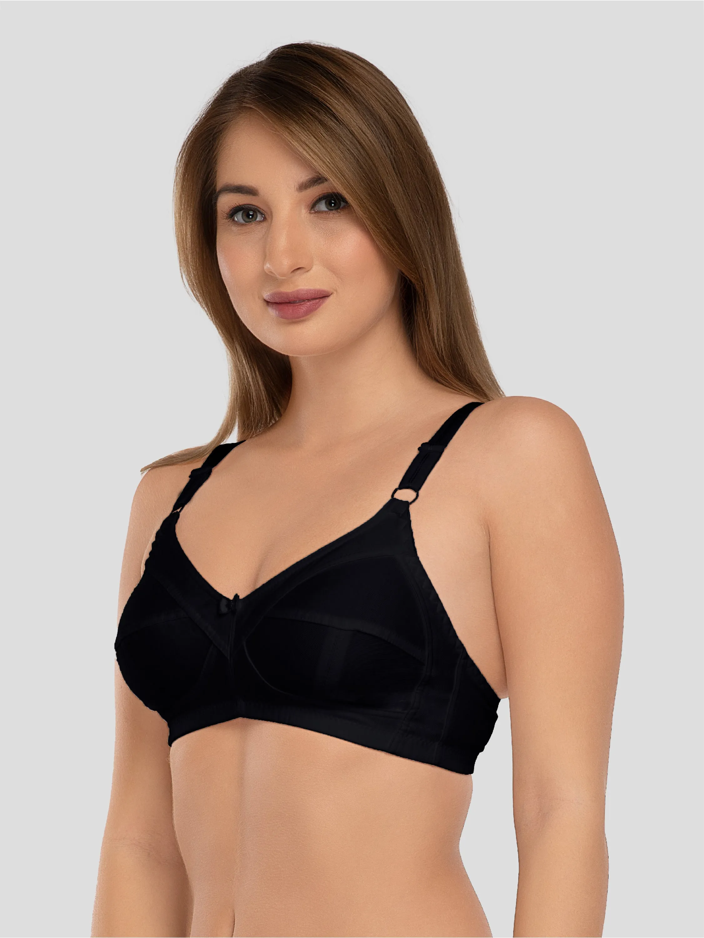Daisy Dee Black Non Padded Non Wired Full Coverage Bra NSHPU-Black