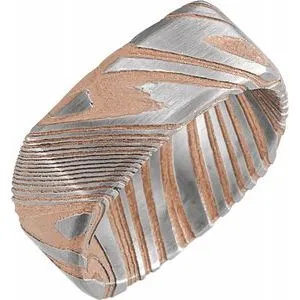 Damascus Steel 8 mm Patterned Square Band Size 9